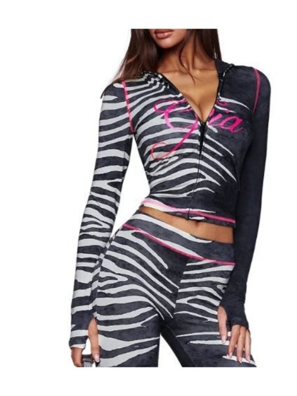 I AM GIA Black Wild Side Blare Hoodie Top Women Size XS NWT Full Zip Long Sleeve